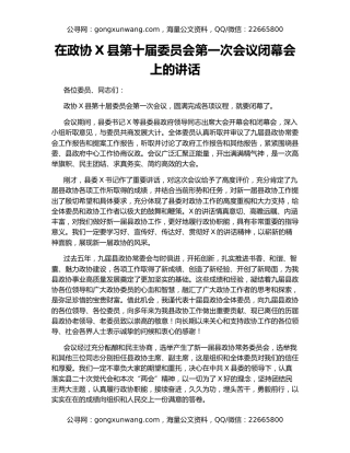 在政协X县第十届委员会第一次会议闭幕会上的讲话