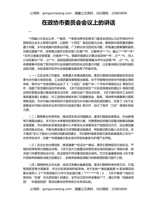 在政协市委员会会议上的讲话（2）
