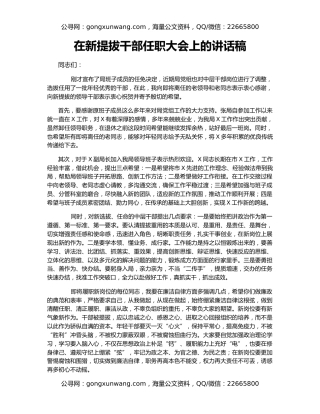 在新提拔干部任职大会上的讲话稿