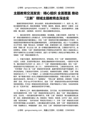 主题教育交流发言：精心组织 全面覆盖 推动“三新”领域主题教育走深走实