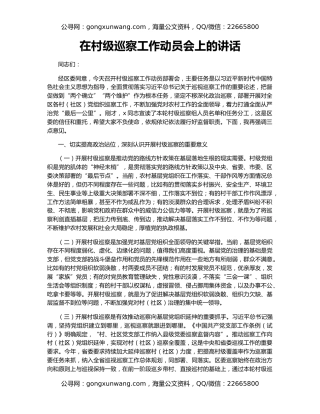 在村级巡察工作动员会上的讲话