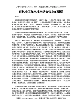 在林业工作电视电话会议上的讲话