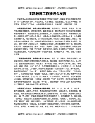 主题教育工作推进会发言