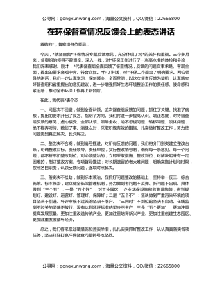 在环保督查情况反馈会上的表态讲话