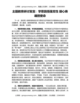 主题教育研讨发言：学思践悟强党性 凝心铸魂担使命