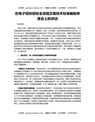 在电子招标投标全流程交易技术标准编制审查会上的讲话