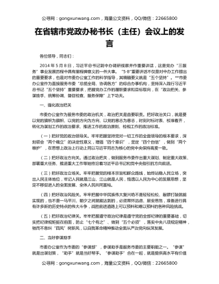 在省辖市党政办秘书长（主任）会议上的发言