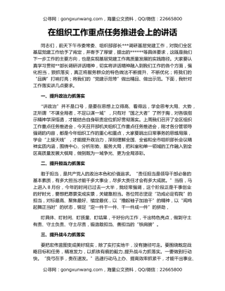 在组织工作重点任务推进会上的讲话