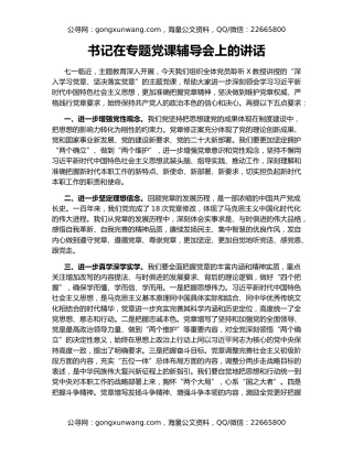 书记在专题党课辅导会上的讲话