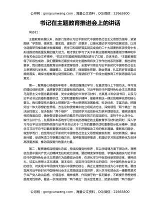 书记在主题教育推进会上的讲话