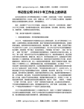 书记在公司2023年工作会上的讲话