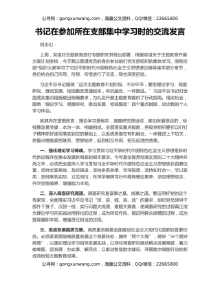 书记在参加所在支部集中学习时的交流发言
