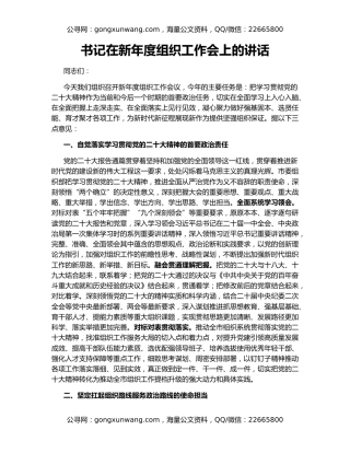 书记在新年度组织工作会上的讲话