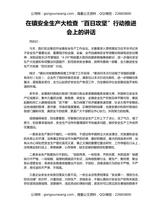 在镇安全生产大检查“百日攻坚”行动推进会上的讲话