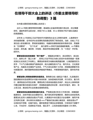 在领导干部大会上的讲话（市委主要领导职务调整）3篇