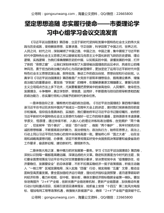 坚定思想追随 忠实履行使命——市委理论学习中心组学习会议交流发言