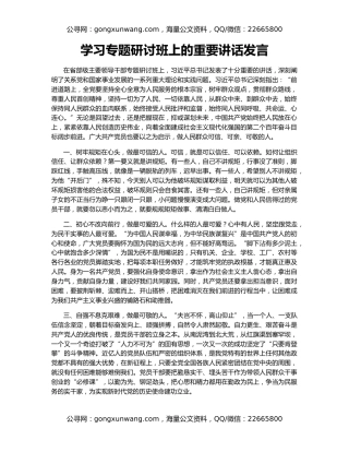 学习专题研讨班上的重要讲话发言