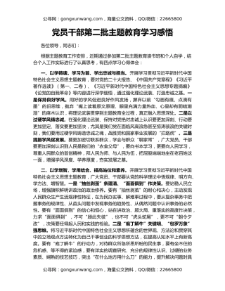 党员干部第二批主题教育学习感悟