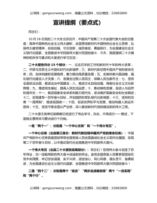 宣讲提纲（要点式）