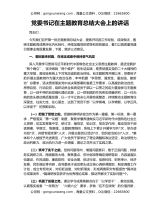 党委书记在主题教育总结大会上的讲话