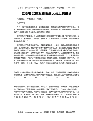 党委书记在五四表彰大会上的讲话