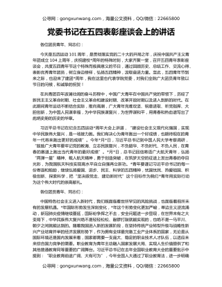 党委书记在五四表彰座谈会上的讲话