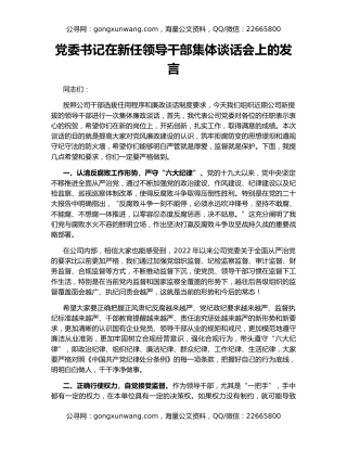 党委书记在新任领导干部集体谈话会上的发言