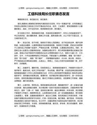 工信科技局长任职表态发言