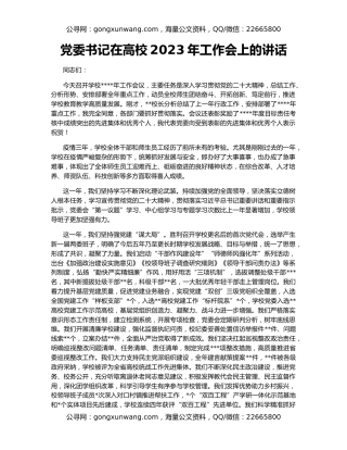 党委书记在高校2023年工作会上的讲话