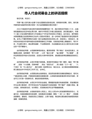 市人代会闭幕会上的讲话提纲