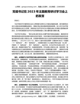党组书记在2023年主题教育研讨学习会上的发言