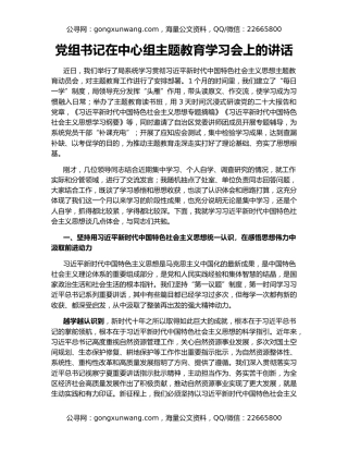 党组书记在中心组主题教育学习会上的讲话