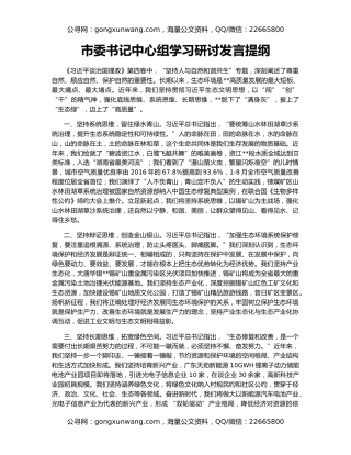 市委书记中心组学习研讨发言提纲（4）