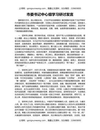 市委书记中心组学习研讨发言（2）