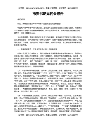 市委书记党代会报告（2）