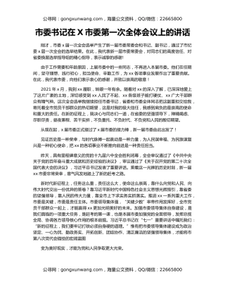 市委书记在X市委第一次全体会议上的讲话
