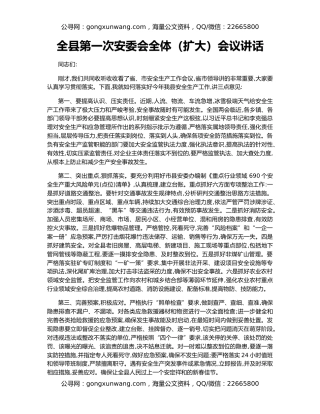 全县第一次安委会全体（扩大）会议讲话