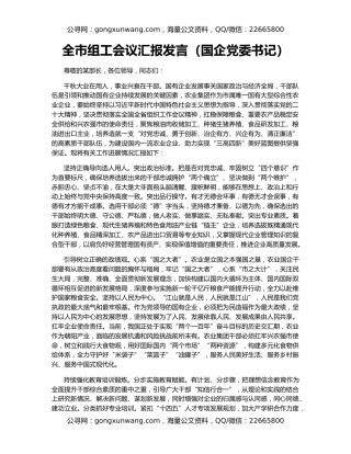 全市组工会议汇报发言（国企党委书记）