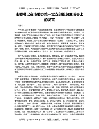 市委书记在市委办第一党支部组织生活会上的发言