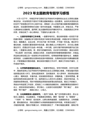 2023年主题教育专题学习感悟