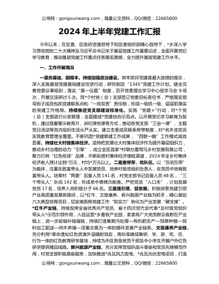 2024年上半年党建工作汇报
