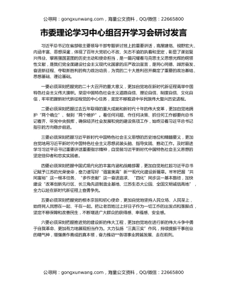 市委理论学习中心组召开学习会研讨发言
