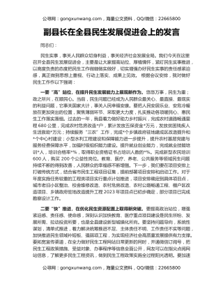 副县长在全县民生发展促进会上的发言