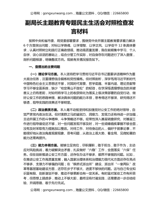 副局长主题教育专题民主生活会对照检查发言材料