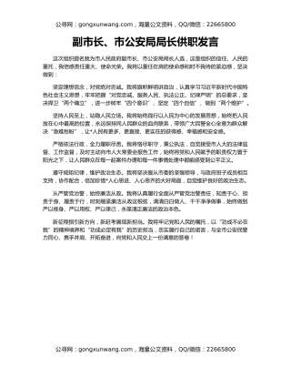 副市长、市公安局局长供职发言