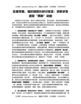 区委常委、组织部部长研讨发言：求新求变激发“两新”动能