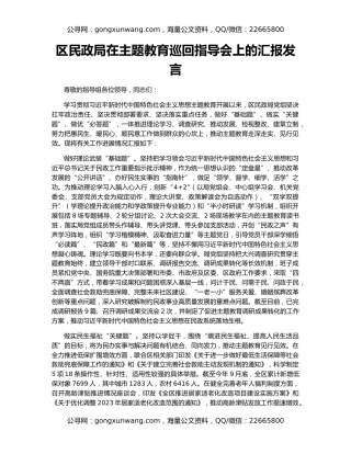 区民政局在主题教育巡回指导会上的汇报发言