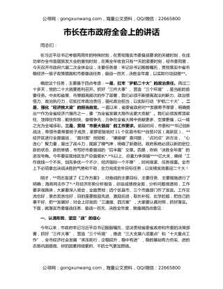 市长在市政府全会上的讲话