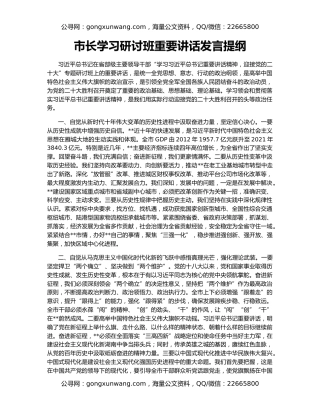 市长学习研讨班重要讲话发言提纲