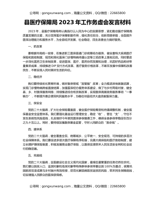 县医疗保障局2023年工作务虚会发言材料